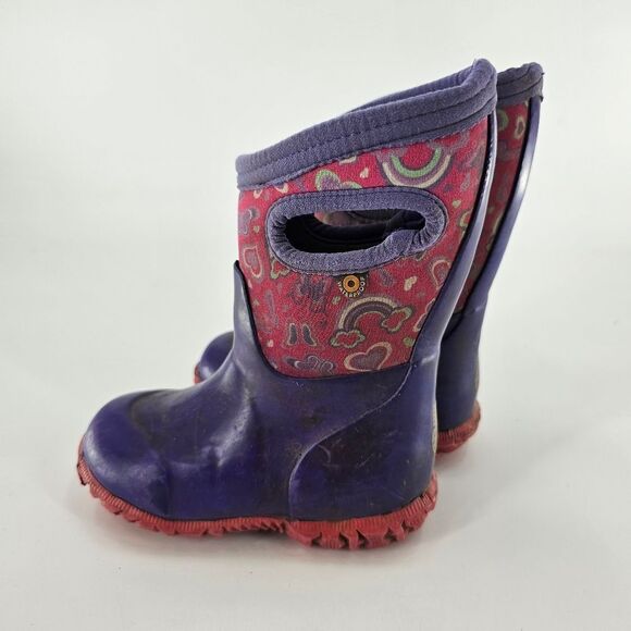 Bogs kids 7 purple rain boots snow waterproof girls pink durham - Picture 1 of 5